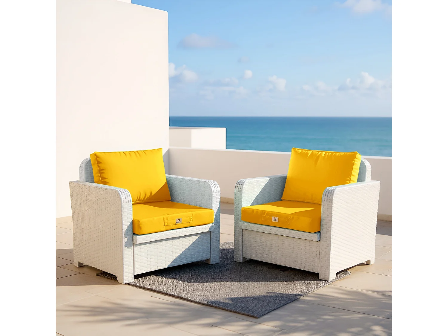 Coussin pour salon de jardin déhoussable 60x60cm Jaune