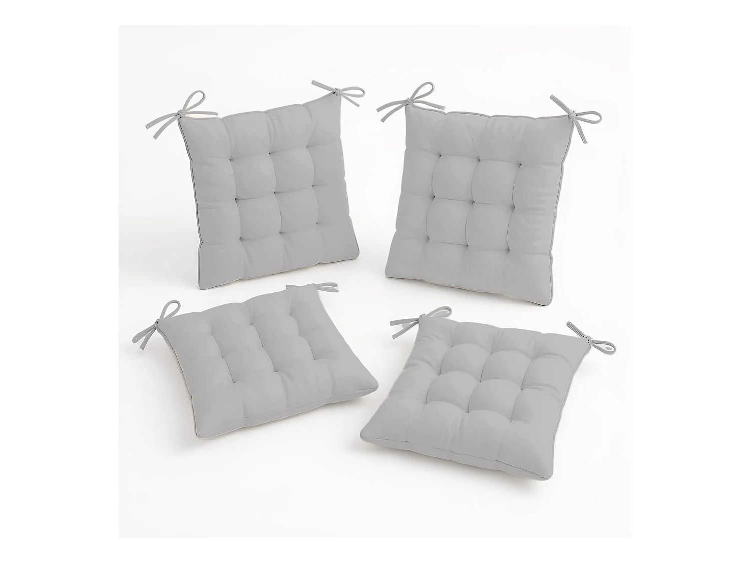 Lot de 4 Galettes de chaise 40 x 40 cm - Gris clair