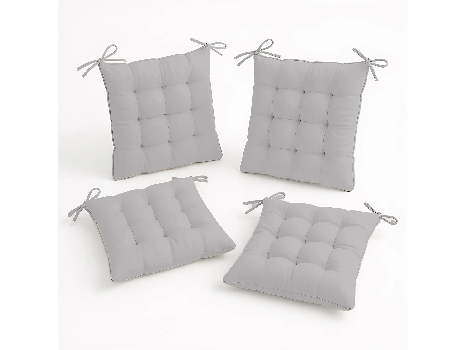 Lot de 4 Galettes de chaise 40 x 40 cm - Gris clair