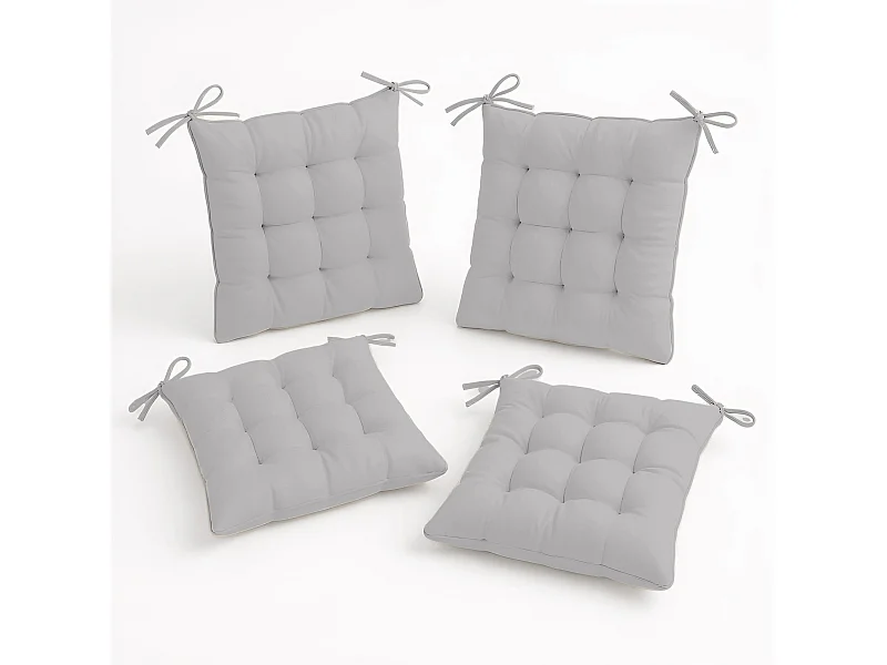 Lot de 4 Galettes de chaise 40 x 40 cm - Gris clair