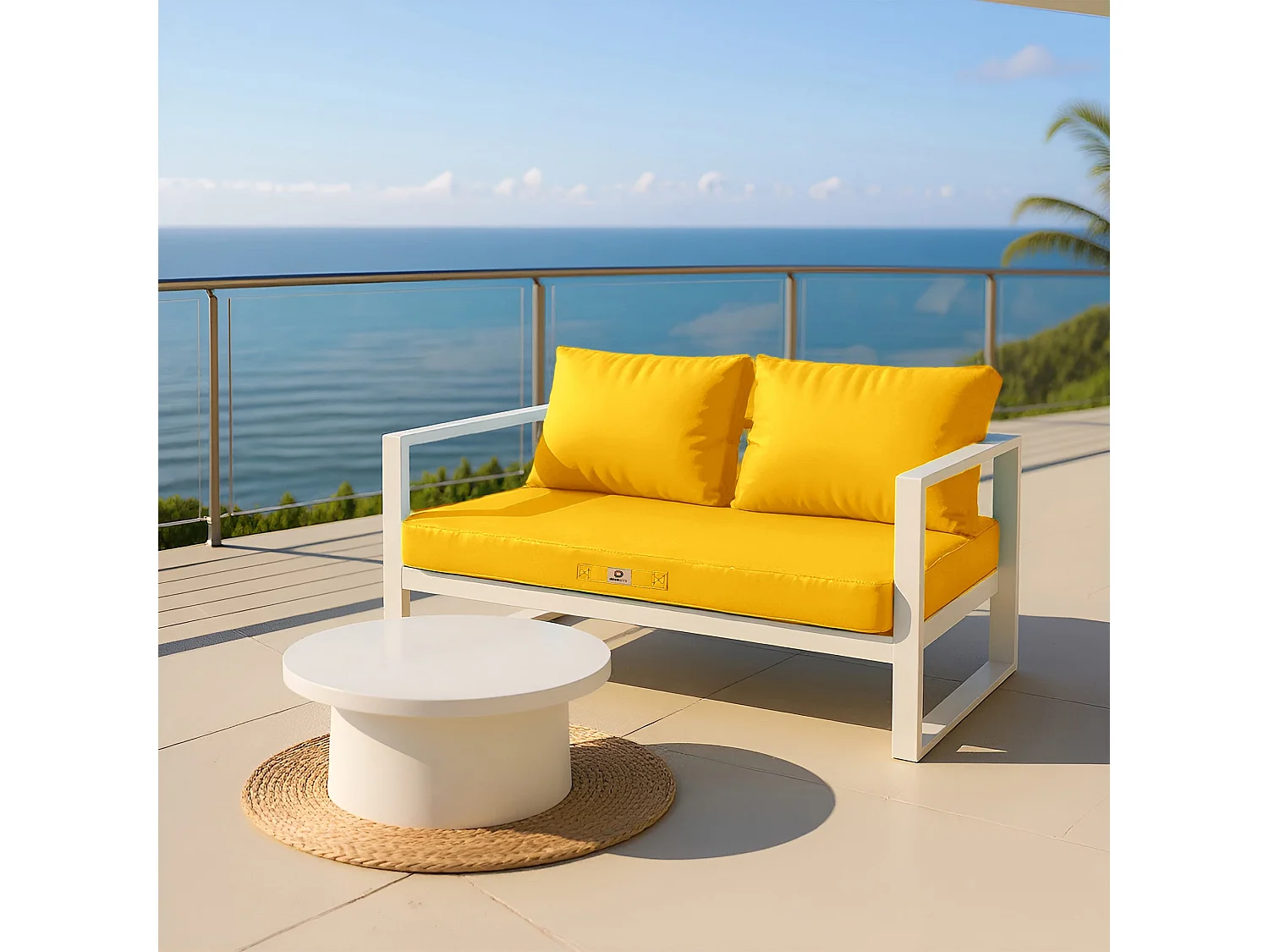 Coussins pour salon de jardin déhoussable 120x60cm Jaune