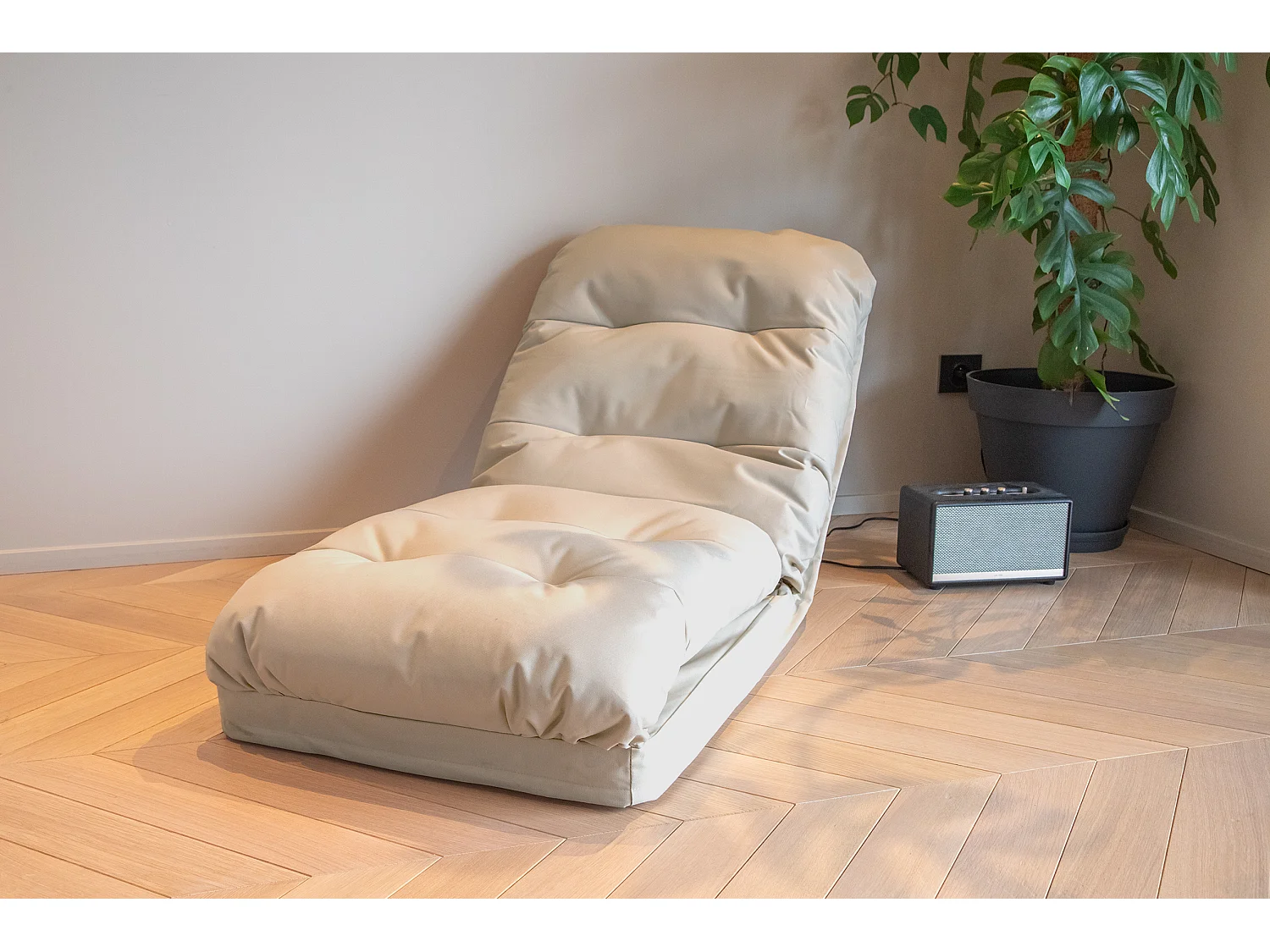 Fauteuil Convertible avec Dossier Réglable à 6 Positions Beige