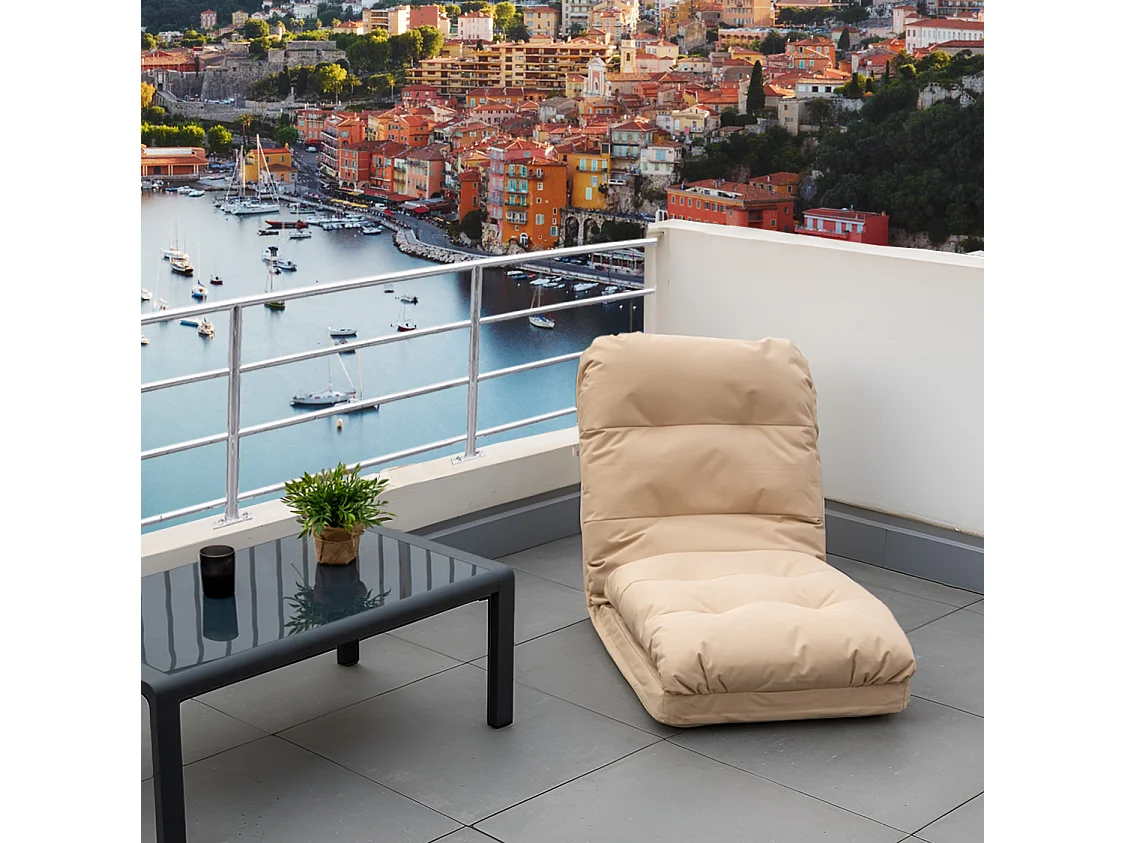 Fauteuil Convertible avec Dossier Réglable à 6 Positions Beige