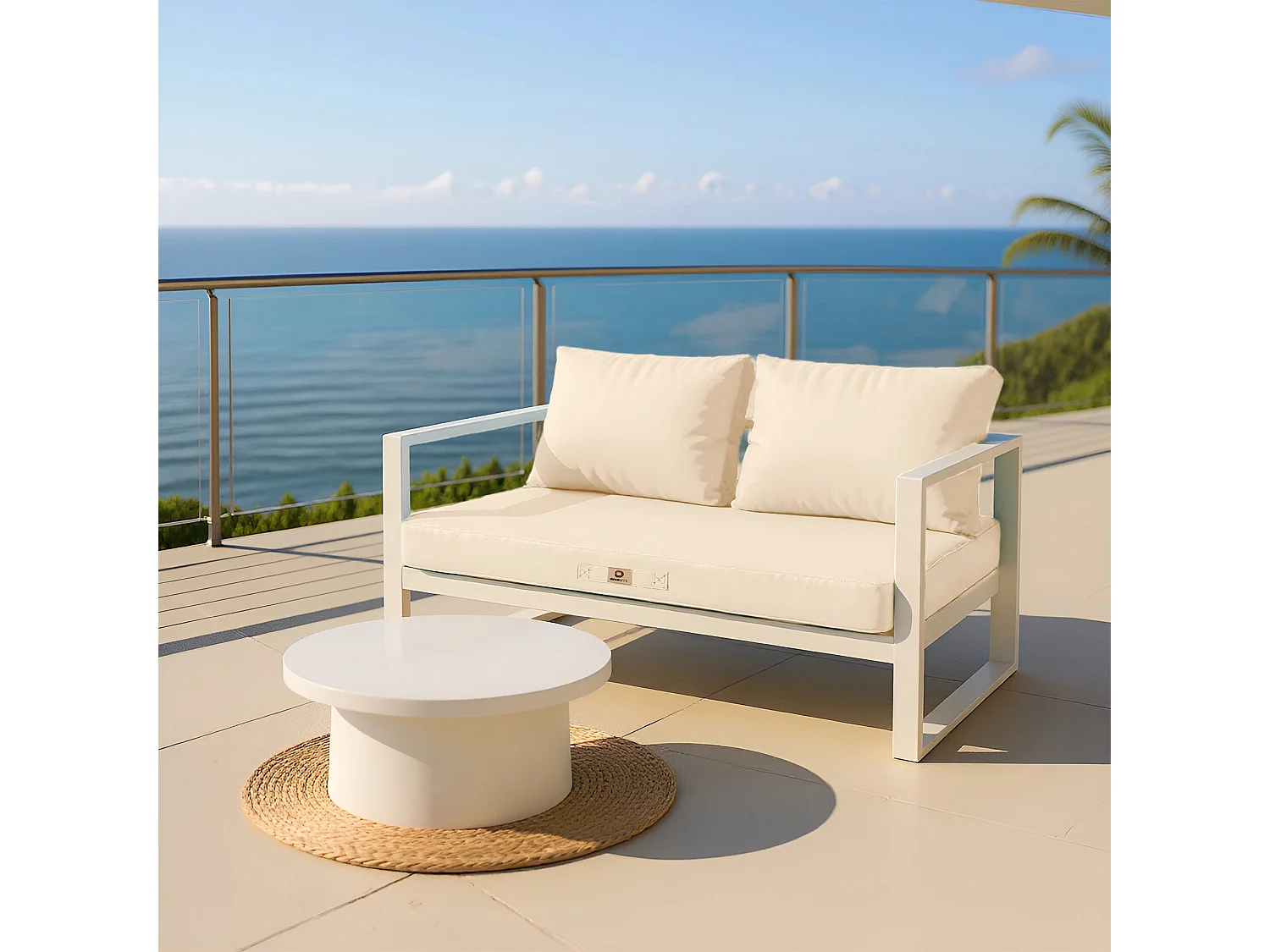 Coussins pour salon de jardin déhoussable 120x60cm Beige