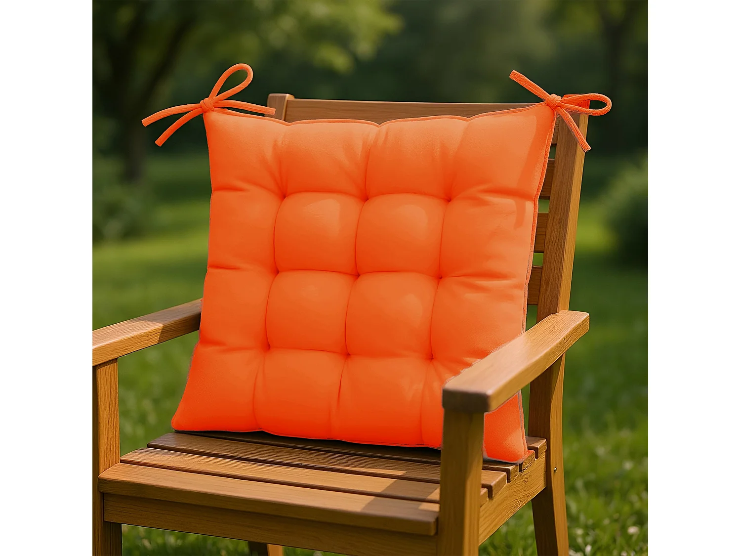 Lot de 4 Galettes de chaise en polyester 40 x 40 cm  orange