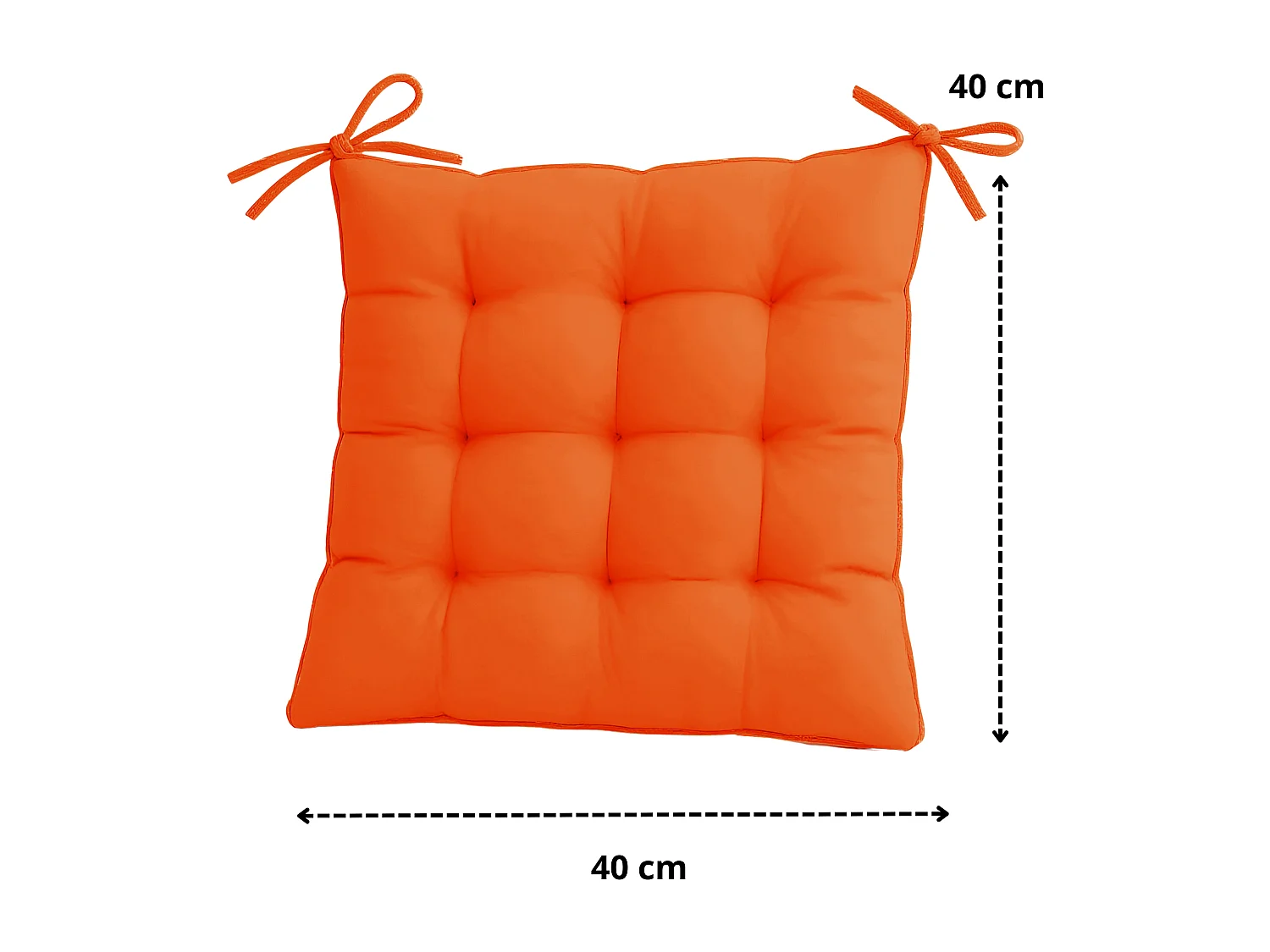 Lot de 4 Galettes de chaise en polyester 40 x 40 cm  orange