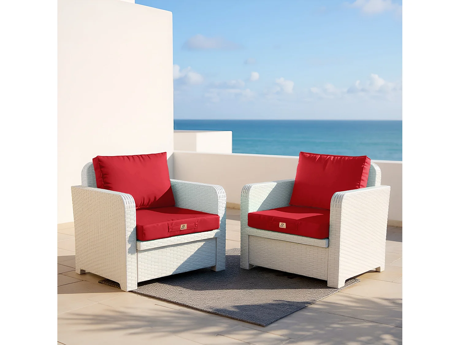 Coussins pour salon de jardin déhoussable 50x50cm rouge