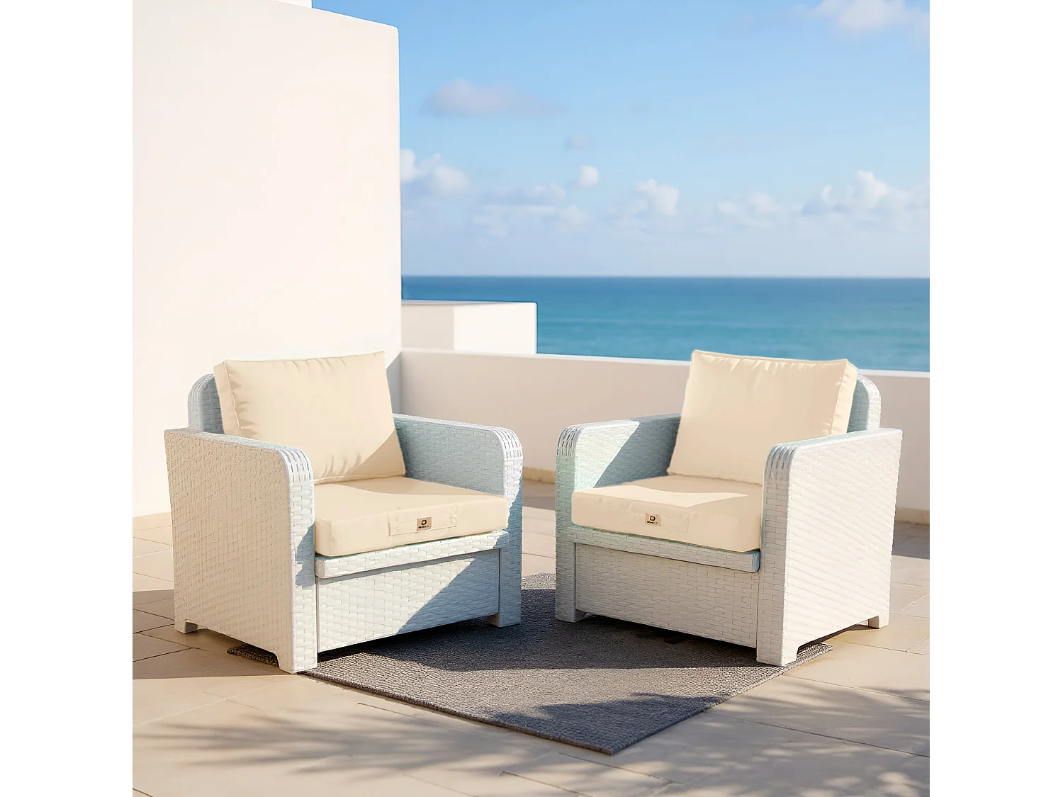 Coussins pour salon de jardin déhoussable 60x60cm Beige