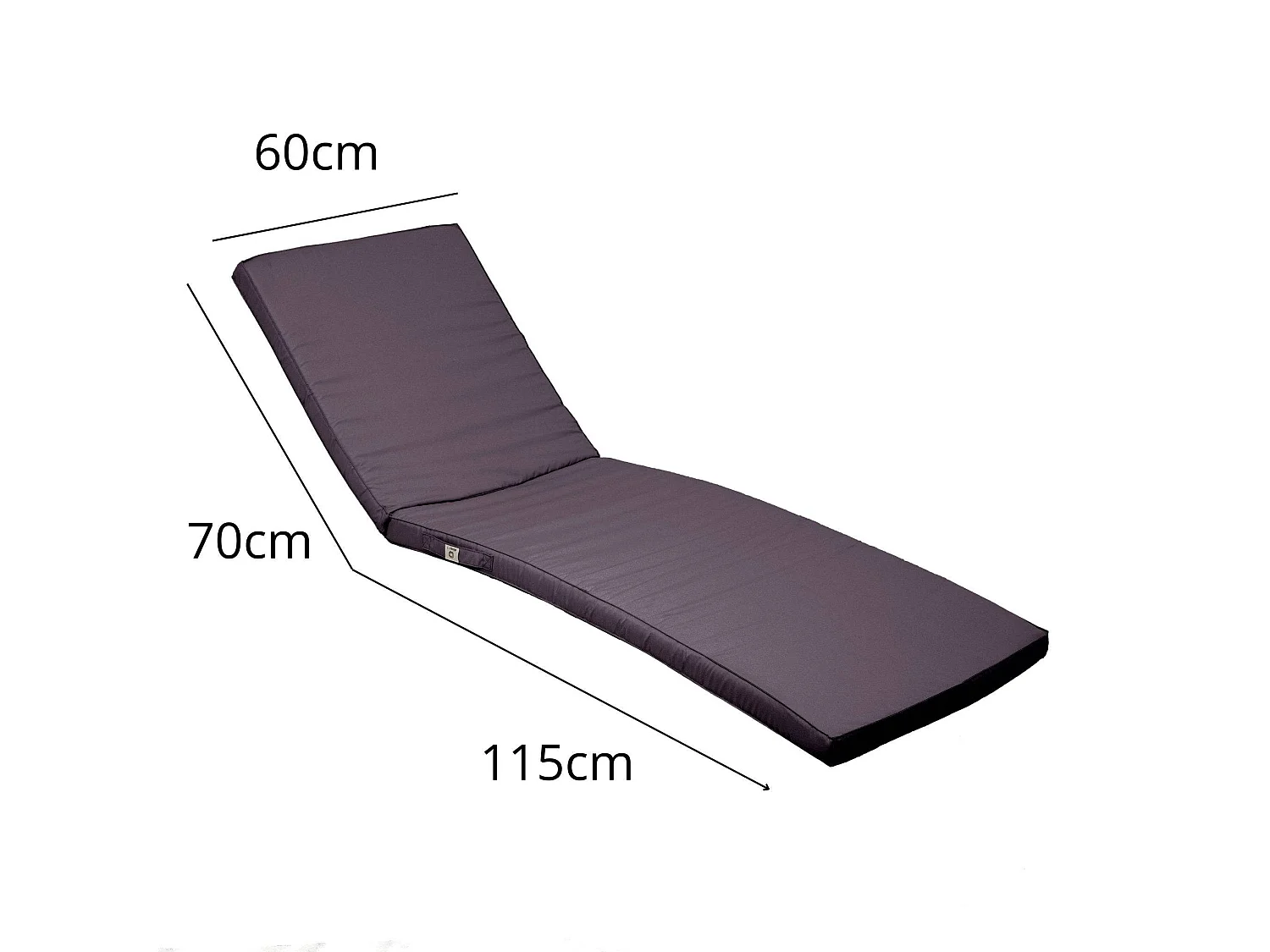 Coussin Bain de Soleil - Matelas pour Transat Dehoussable- 185x60x5cm - Gris carbone