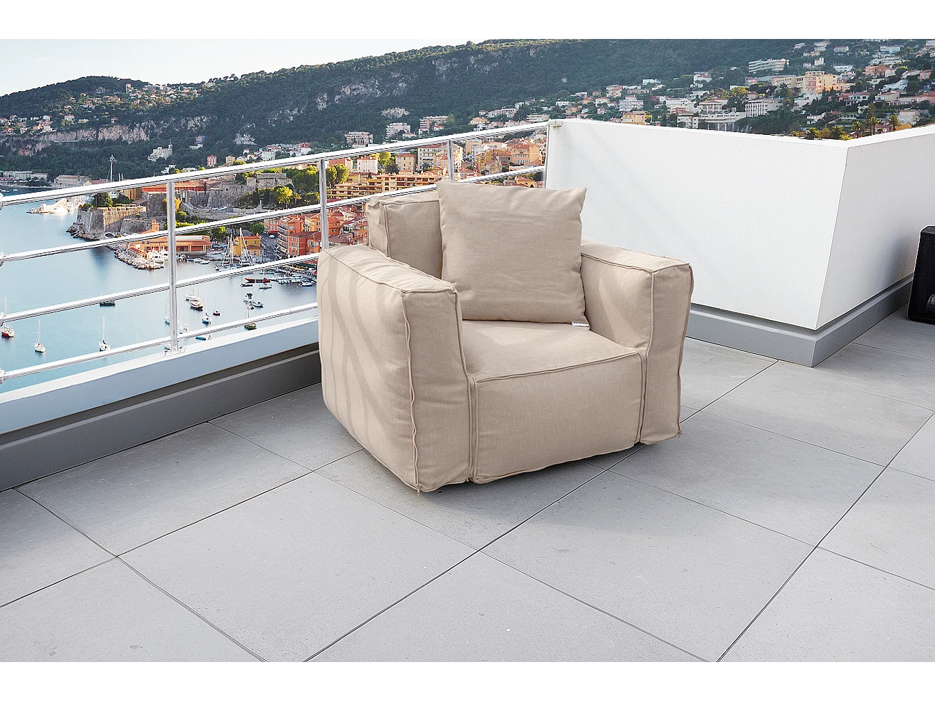 Canapé salon de jardin modulable 90x75x65cm Beige