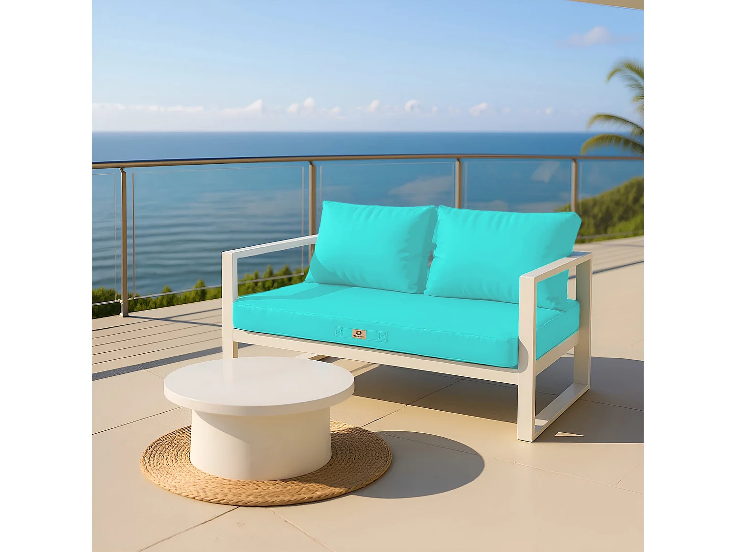 Coussins pour salon de jardin déhoussable 100x50cm Bleu caraïbes