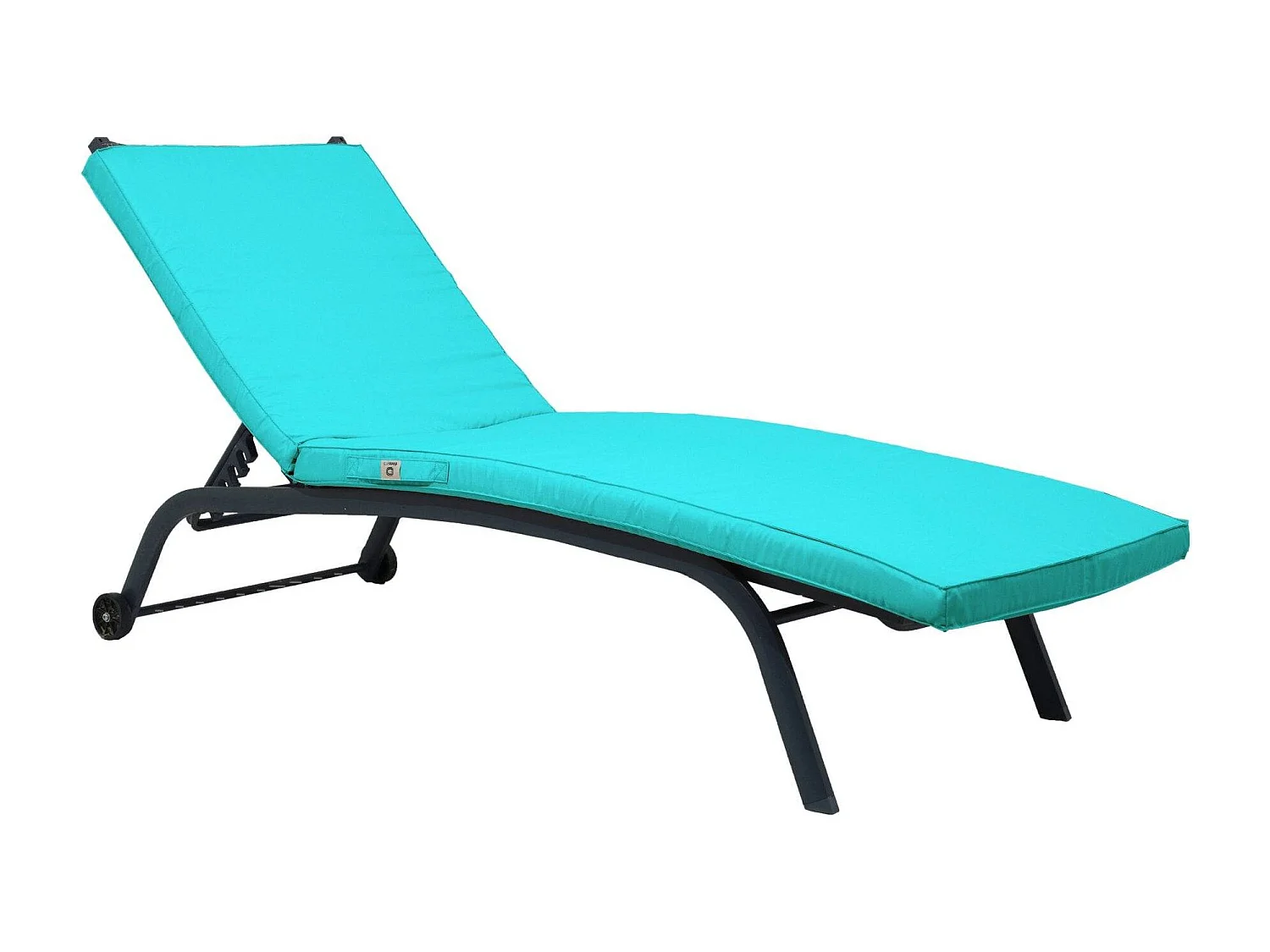 Coussin Bain de Soleil - Matelas pour Transat Dehoussable- 185x60x5cm - Bleu caraibes