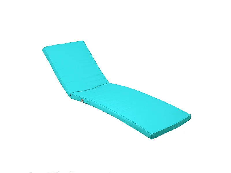 Coussin Bain de Soleil - Matelas pour Transat Dehoussable- 185x60x5cm - Bleu caraibes