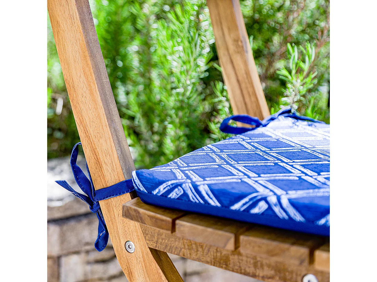 Lot de 4 Galettes de Chaise motif Nautique Bleu 35x35 cm