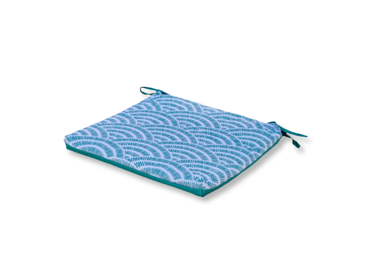 Lot de 4 Galettes de Chaise 35x35x3 cm motif Éventails Verts