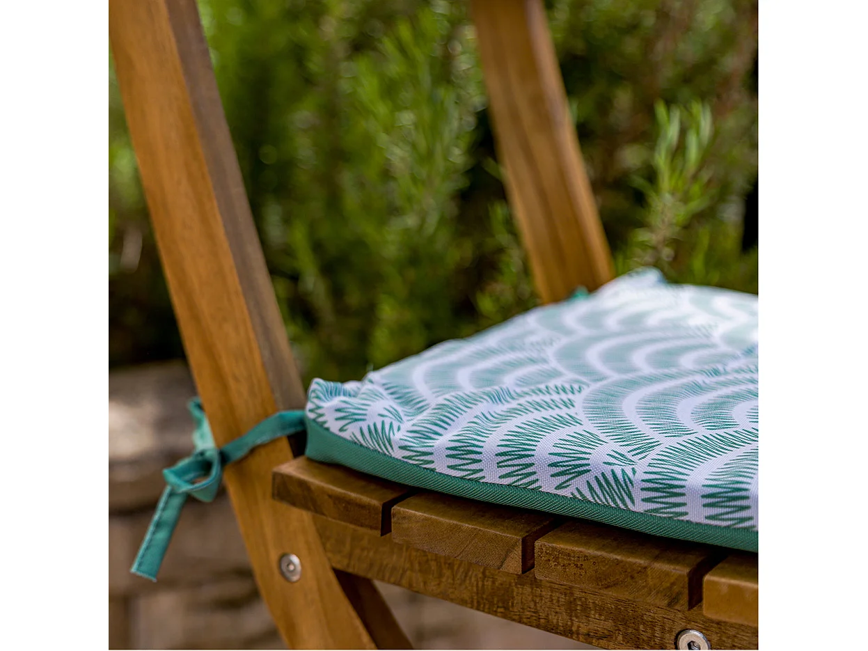 Lot de 4 Galettes de Chaise 35x35x3 cm motif Éventails Verts