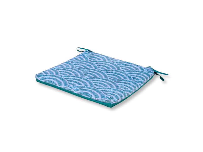 Lot de 4 Galettes de Chaise 35x35x3 cm motif Éventails Verts