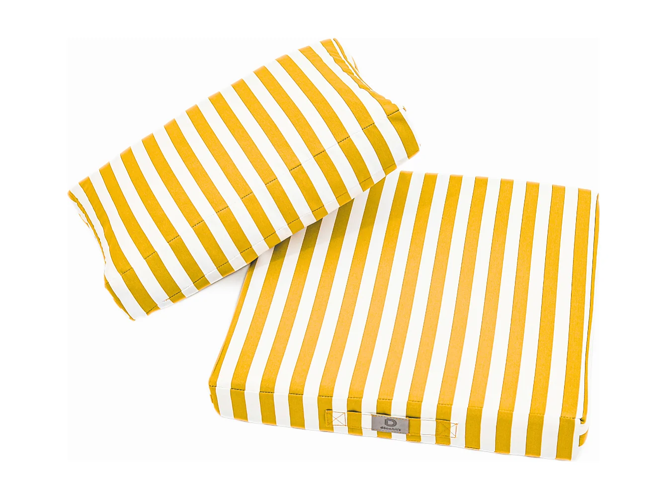 Coussins pour salon de jardin déhoussable 60x60cm - Rayure Jaune