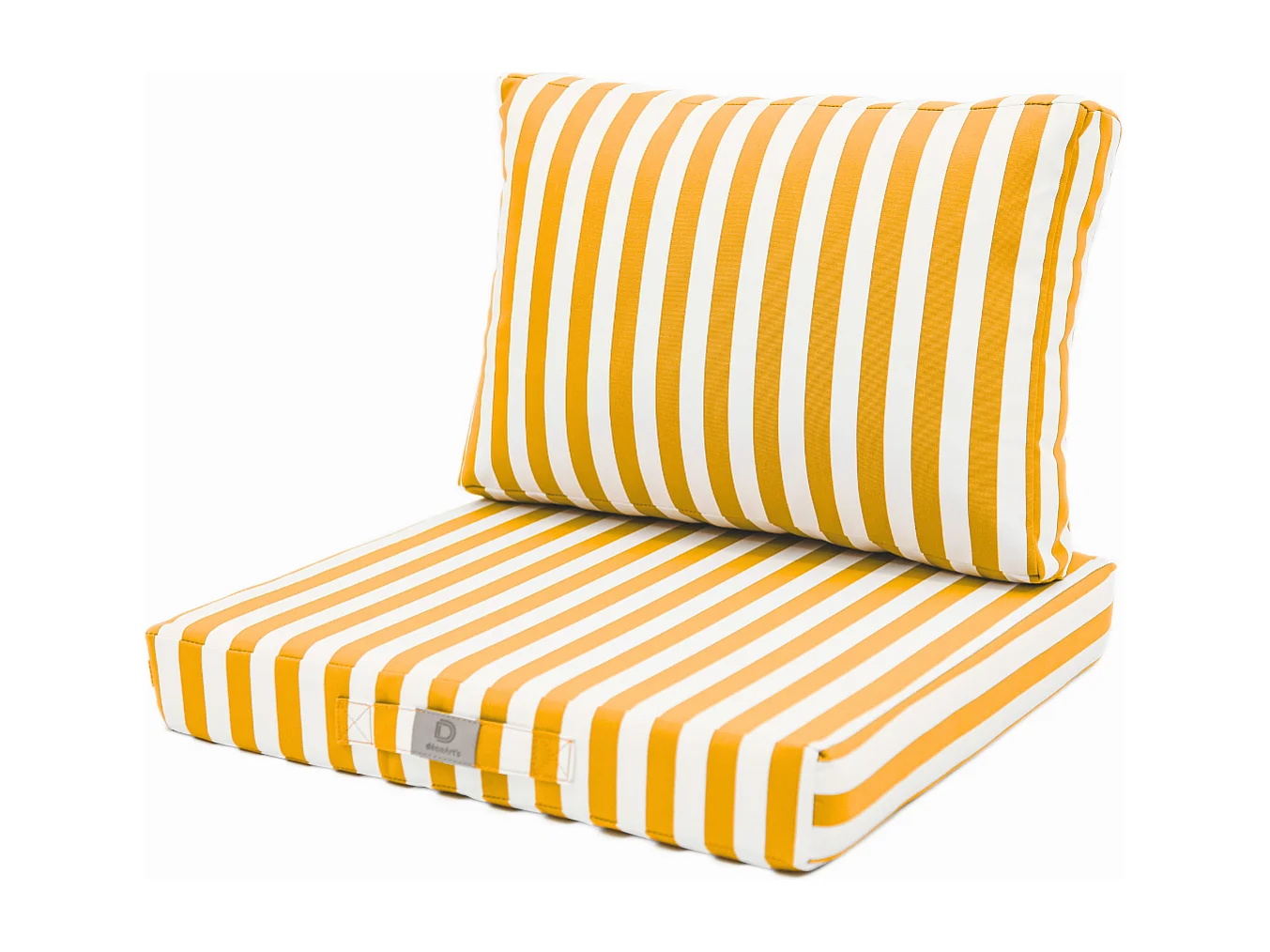 Coussins pour salon de jardin déhoussable 60x60cm Rayure jaune