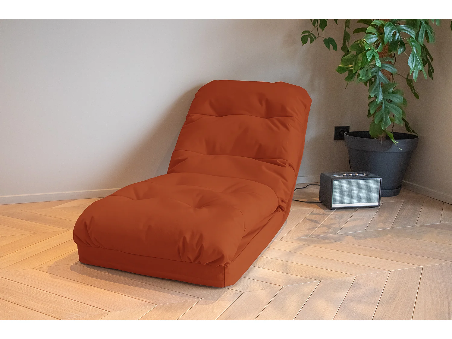 Fauteuil Convertible avec Dossier Réglable à 6 Positions Terracotta