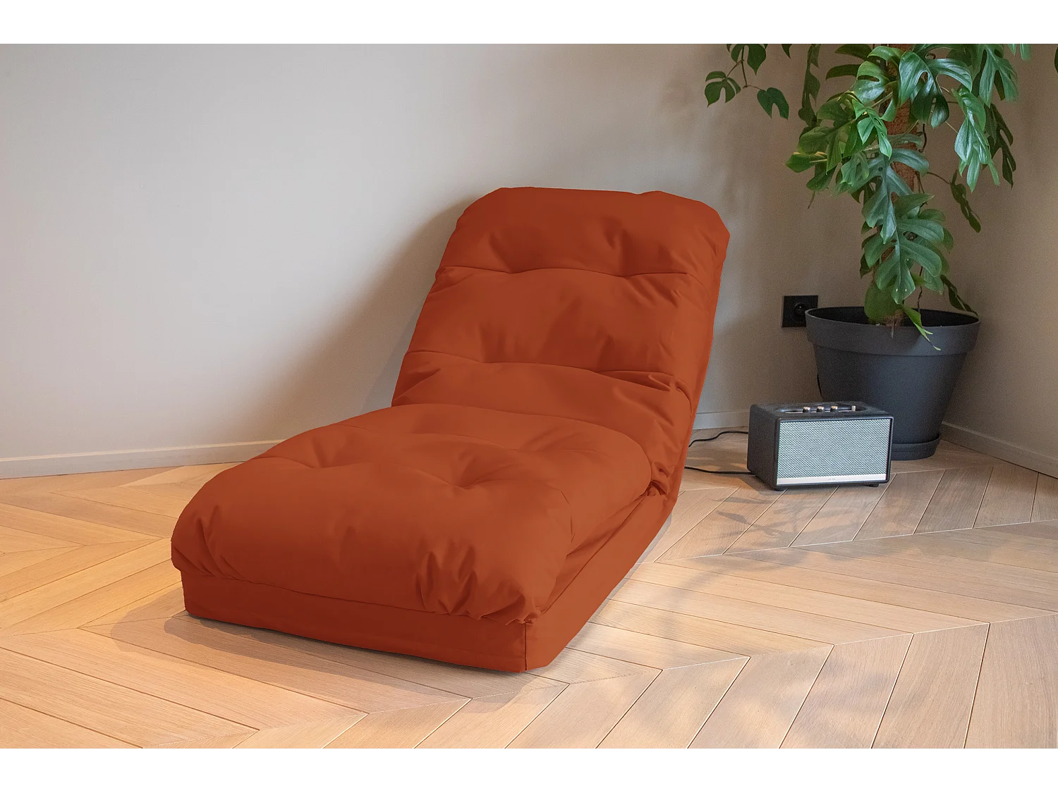 Fauteuil Convertible avec Dossier Réglable à 6 Positions Terracotta