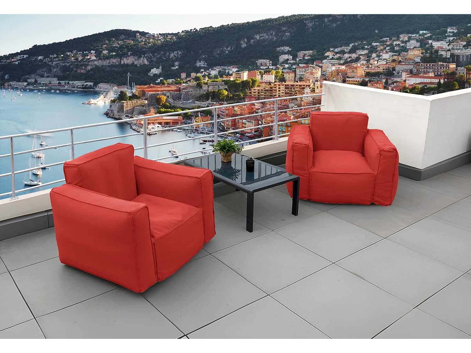 Canapé salon de jardin modulable 90x75x65cm Terracotta