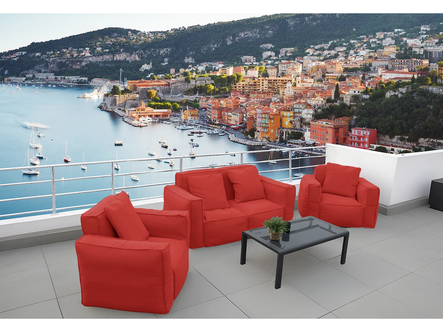 Canapé salon de jardin modulable 90x75x65cm Terracotta