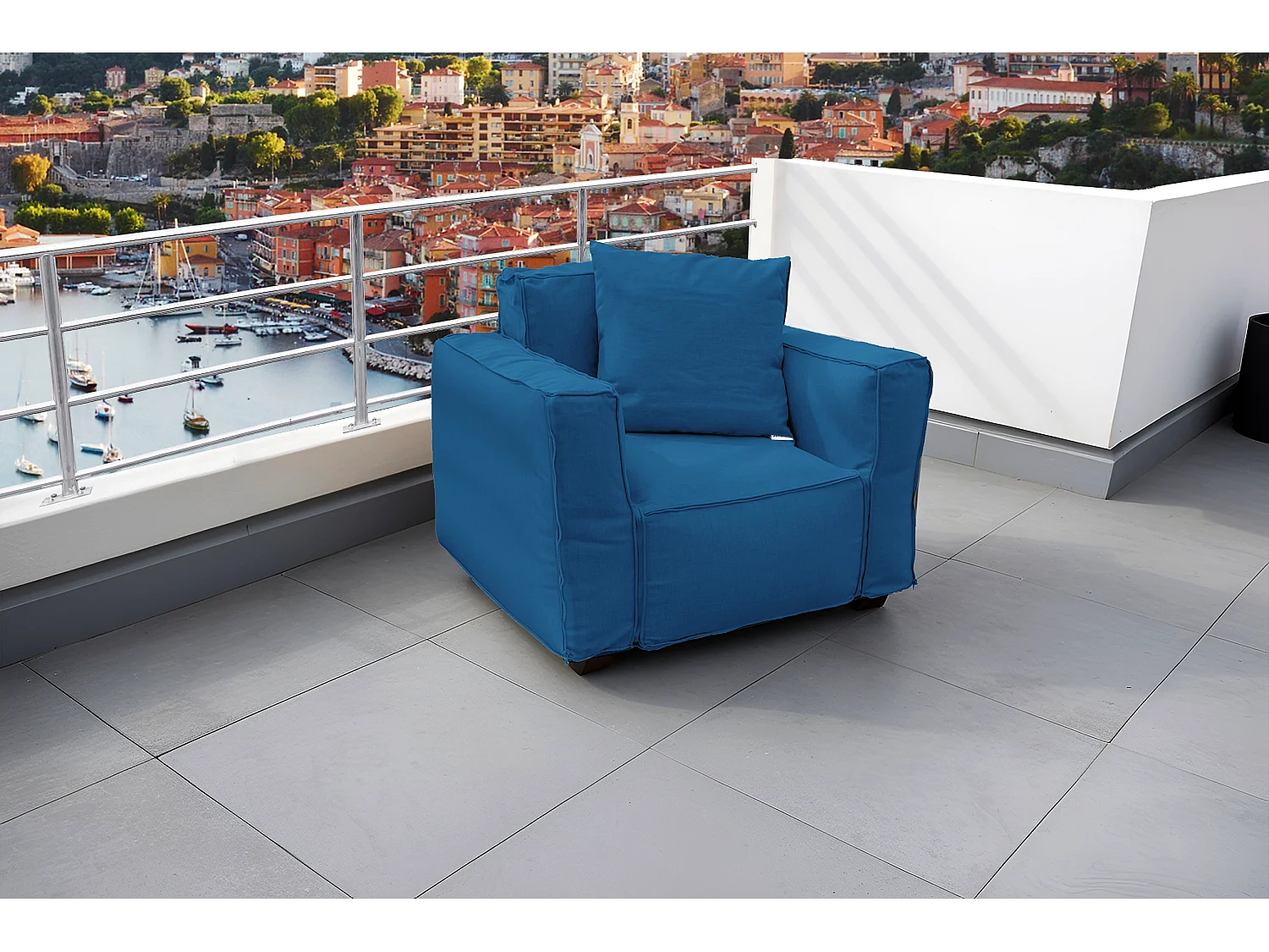 Canapé salon de jardin modulable 90x75x65cm Bleu
