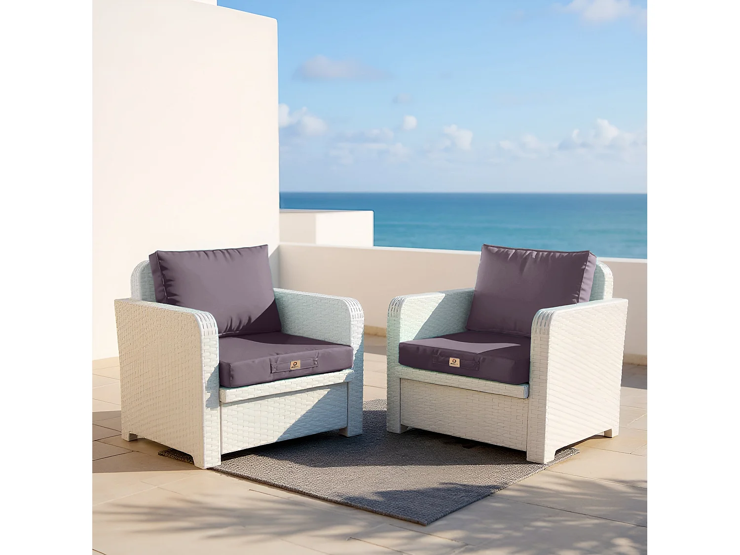 Coussins pour salon de jardin déhoussable 50x50cm Gris carbone