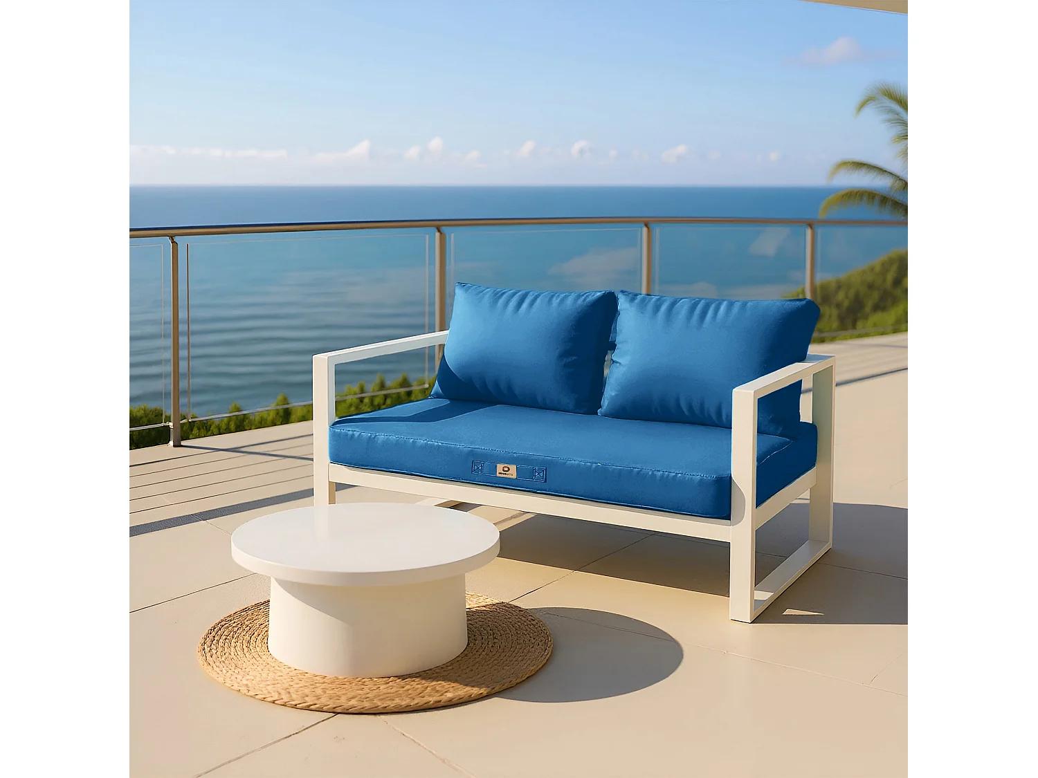 Coussins pour salon de jardin déhoussable 100x50cm Bleu pétrole