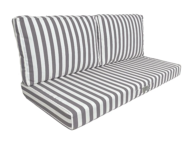 Coussins pour salon de jardin déhoussable 120x60cm - Rayure Gris foncé
