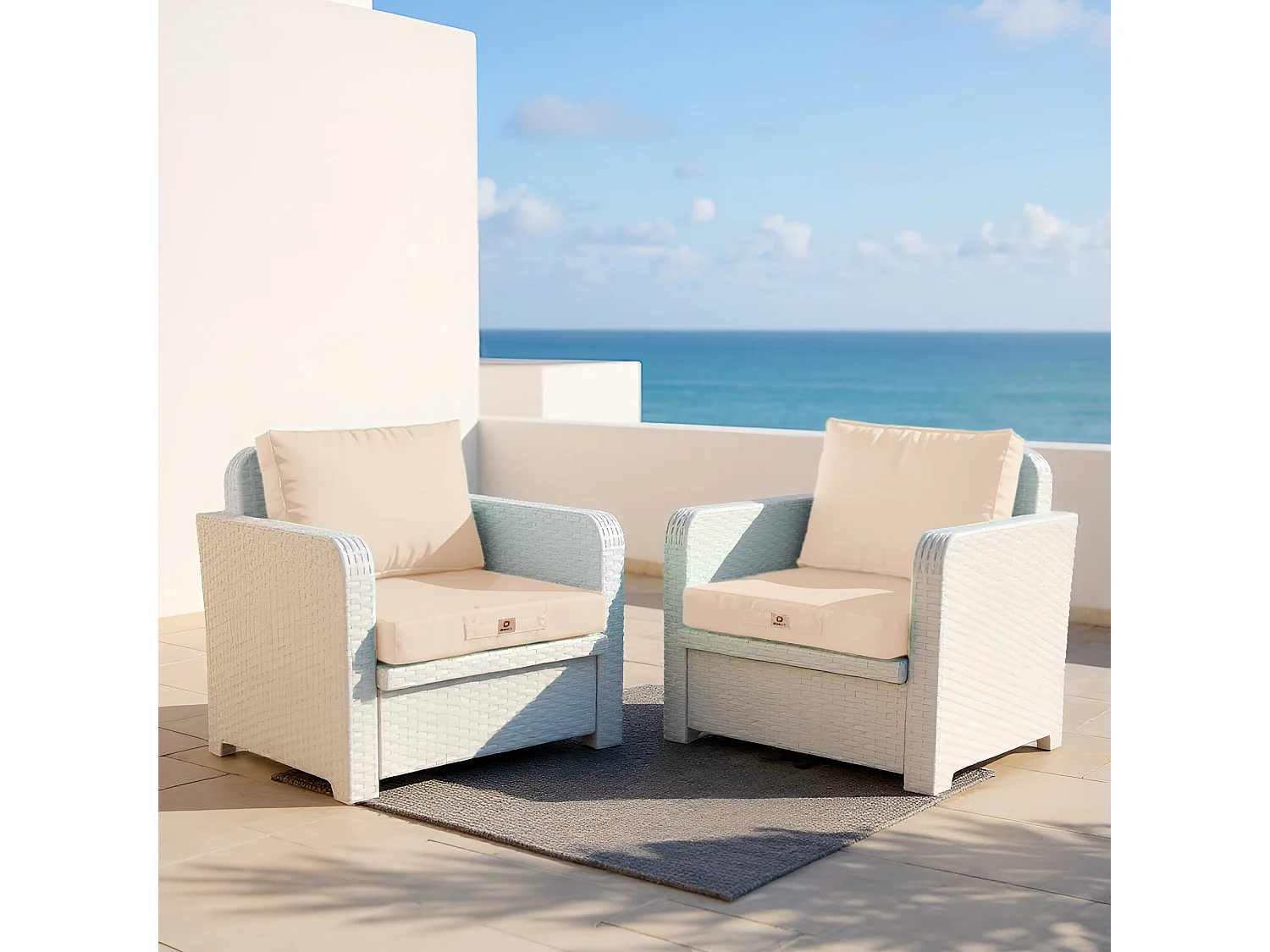 Coussins pour salon de jardin déhoussable 50x50cm Beige