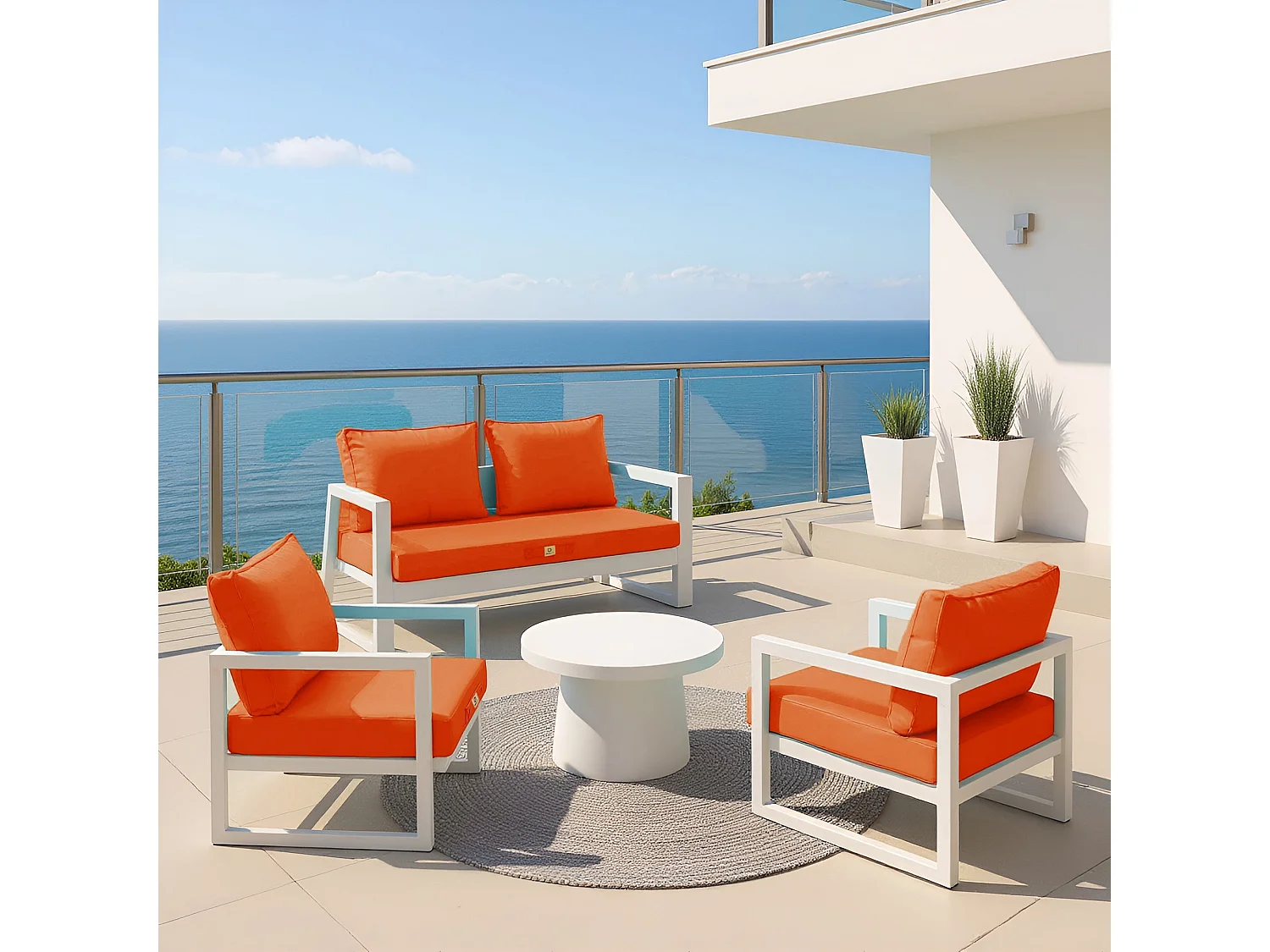 Coussin pour salon de jardin déhoussable 60x60cm Orange