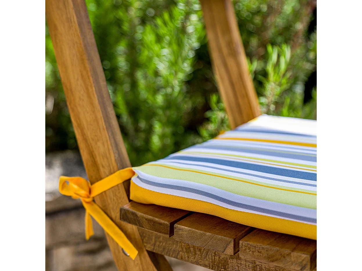 Lot de 4 Galettes de Chaise 35x35x3 cm motif Rayures Solaires