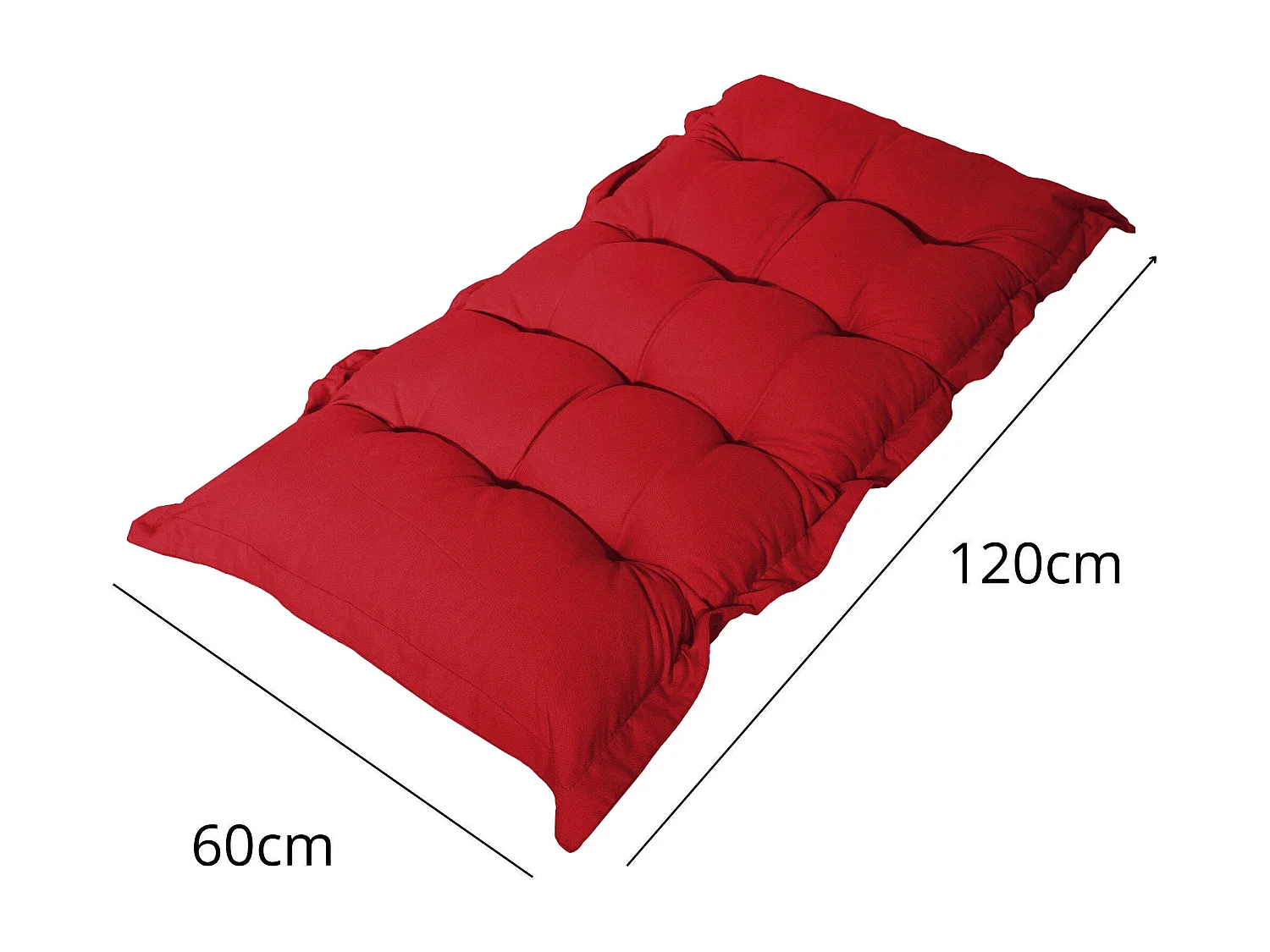 Coussin capitonné Confort Intérieur Extérieur 120x60cm - Rouge