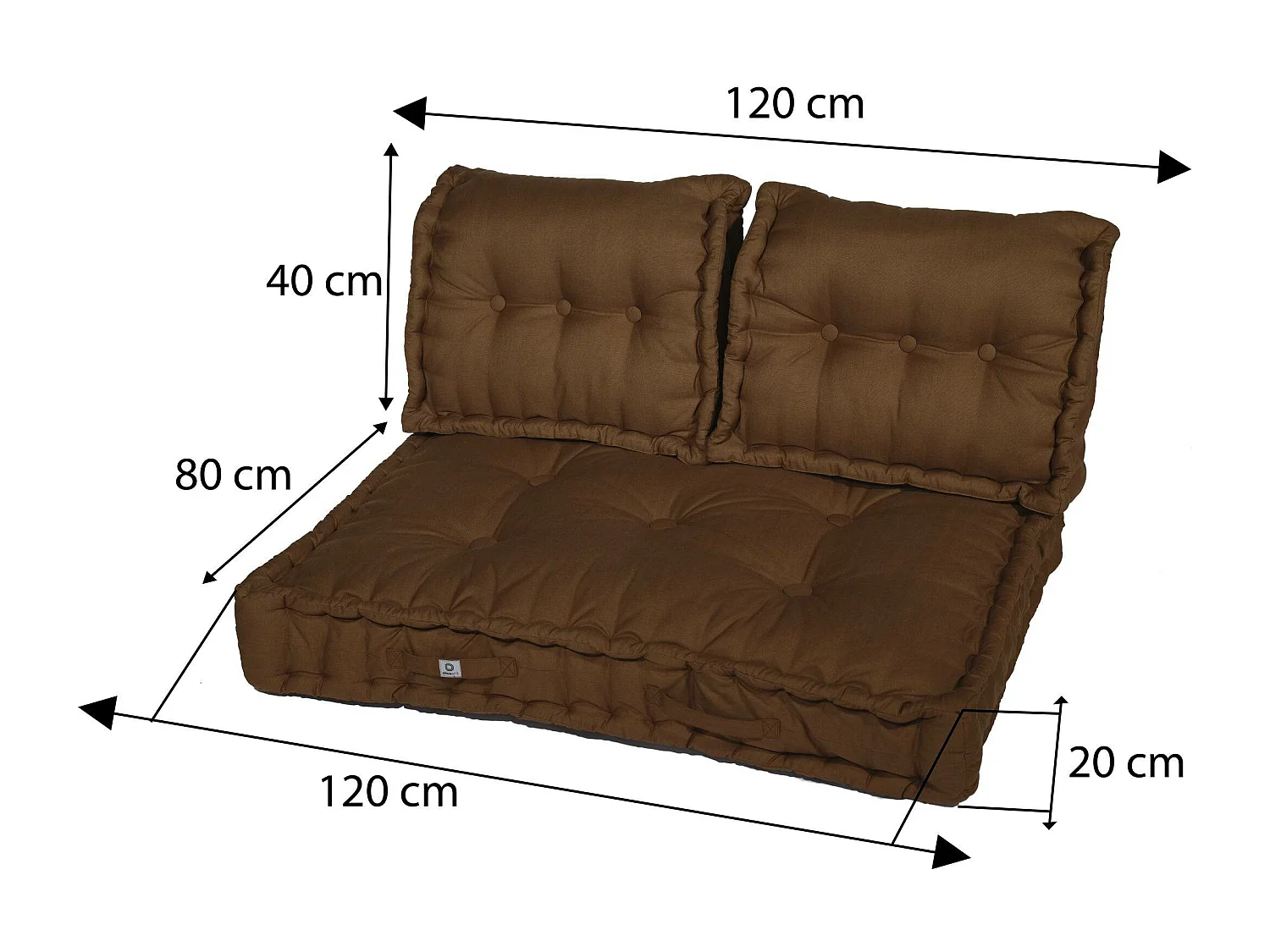 Coussins palette capitonné 120x80x20cm Rouille
