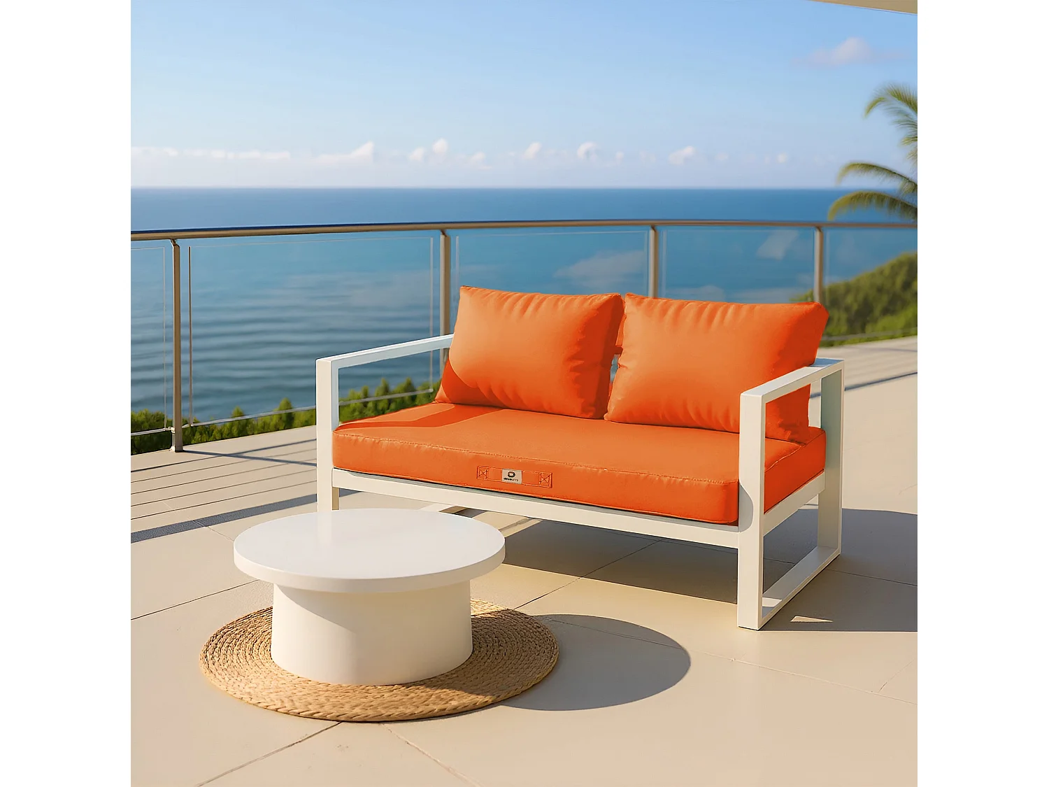 Coussins pour salon de jardin déhoussable 120x60cm Orange