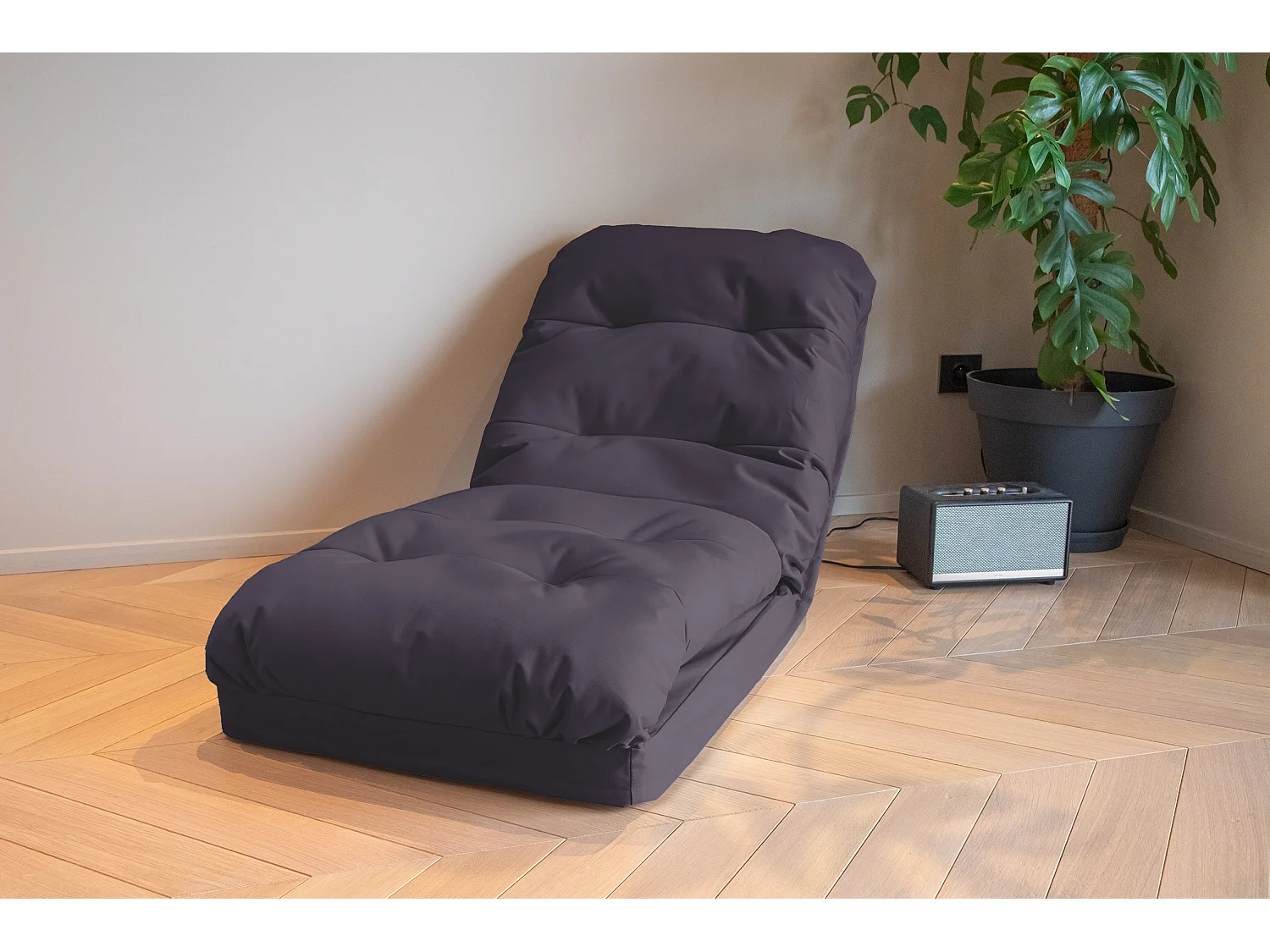 Fauteuil Convertible avec Dossier Réglable à 6 Positions Gris foncé