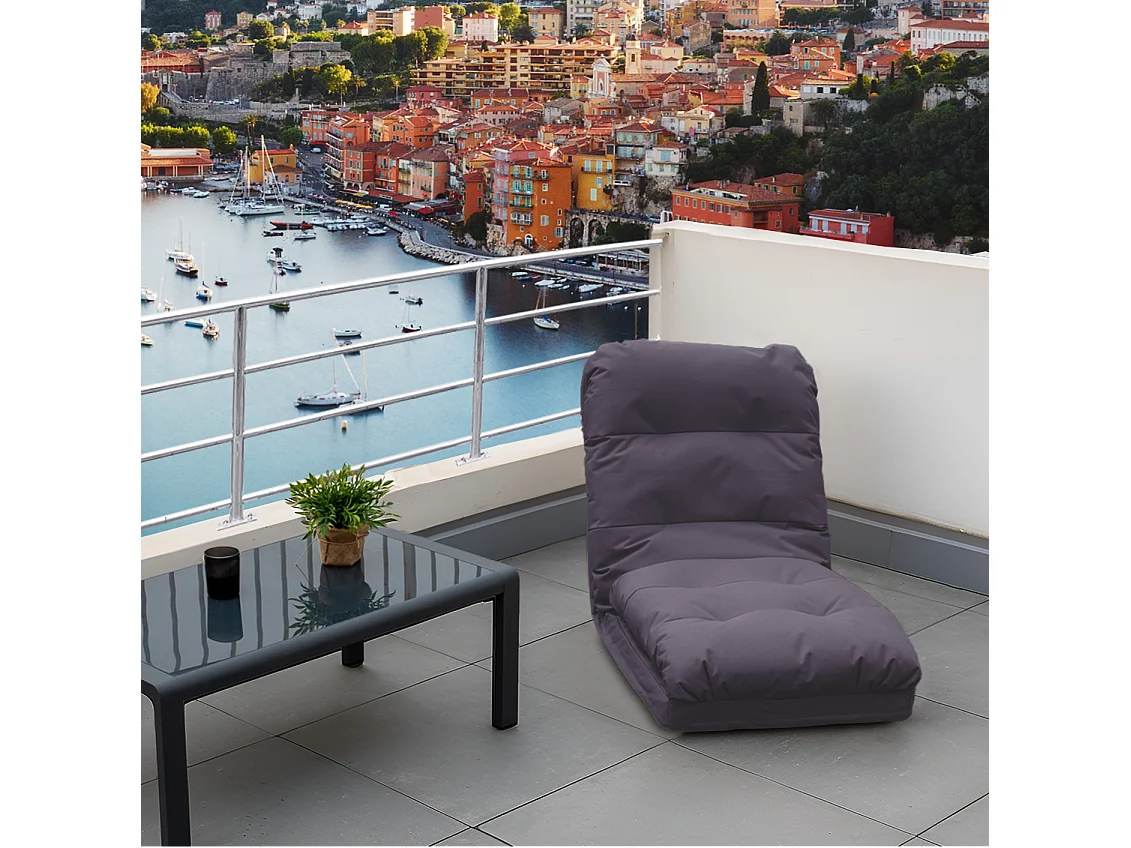 Fauteuil Convertible avec Dossier Réglable à 6 Positions Gris foncé