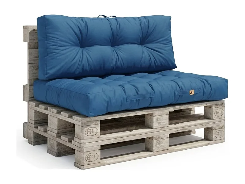 Lot coussins extérieur pour palette bleu pétrole 120x80 Imperméables Anti-UV DECOARTS