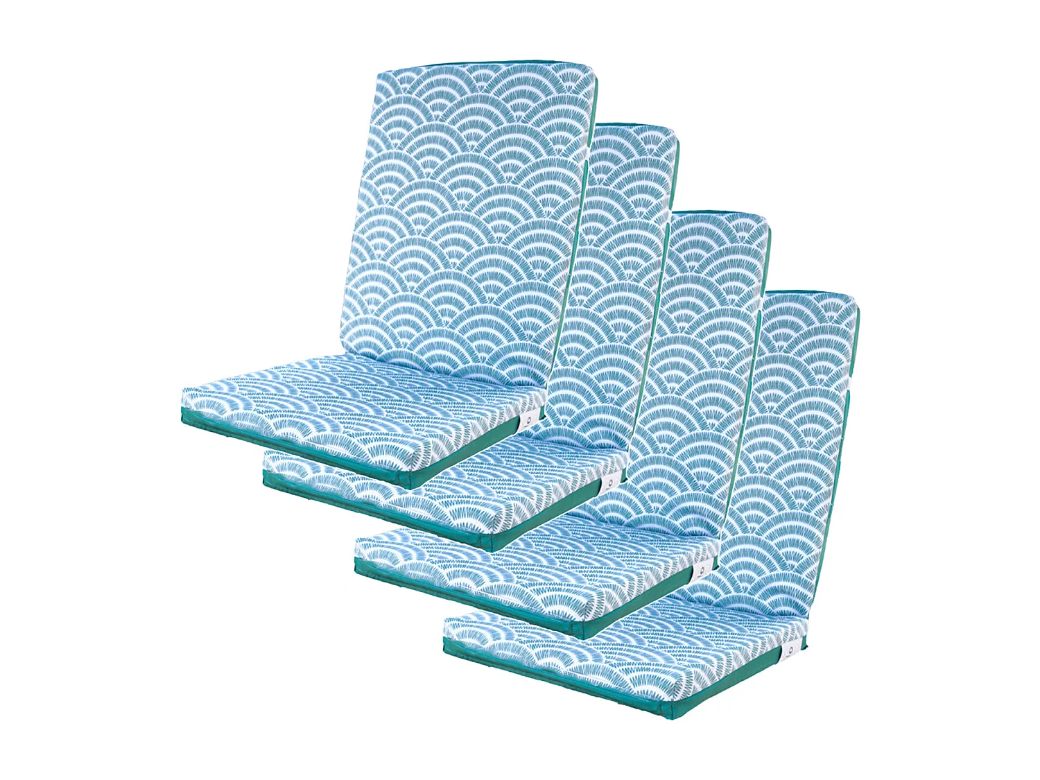 Lot de 4 Coussins pour chaises 95 x 40 cm motif Éventails Verts