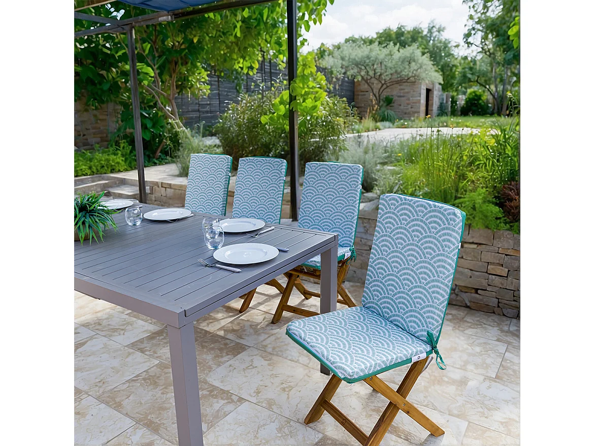 Lot de 4 Coussins pour chaises 95 x 40 cm motif Éventails Verts