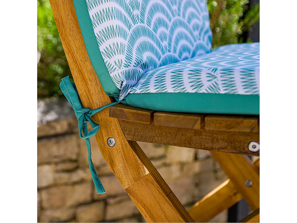 Lot de 4 Coussins pour chaises 95 x 40 cm motif Éventails Verts