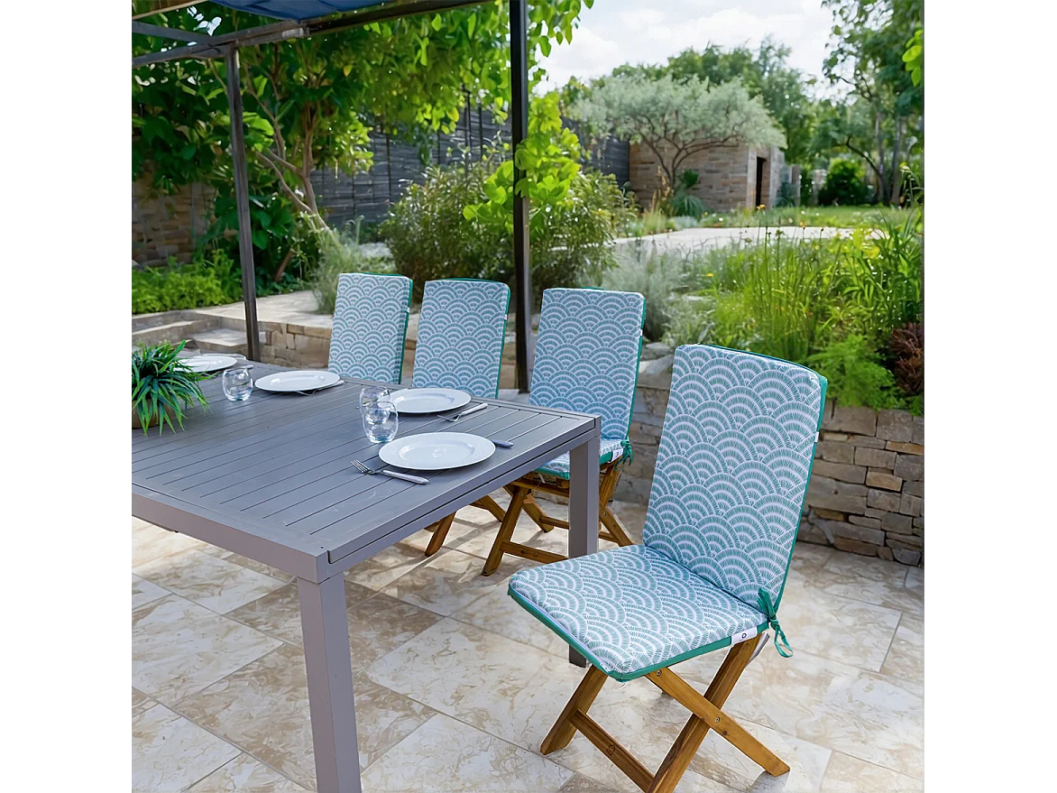 Lot de 4 Coussins pour chaises motif Éventails Verts 95 x 40 cm