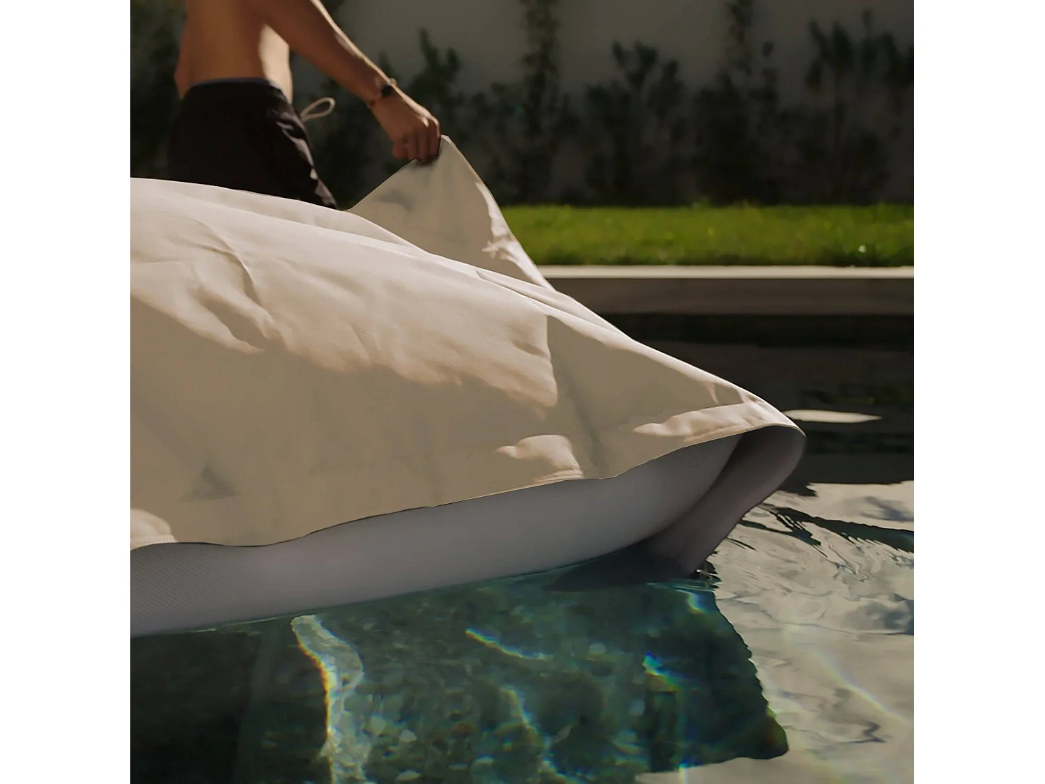 Housse pour Pouf Géant XXL 180x140cm Flottant pour Piscine - Beige