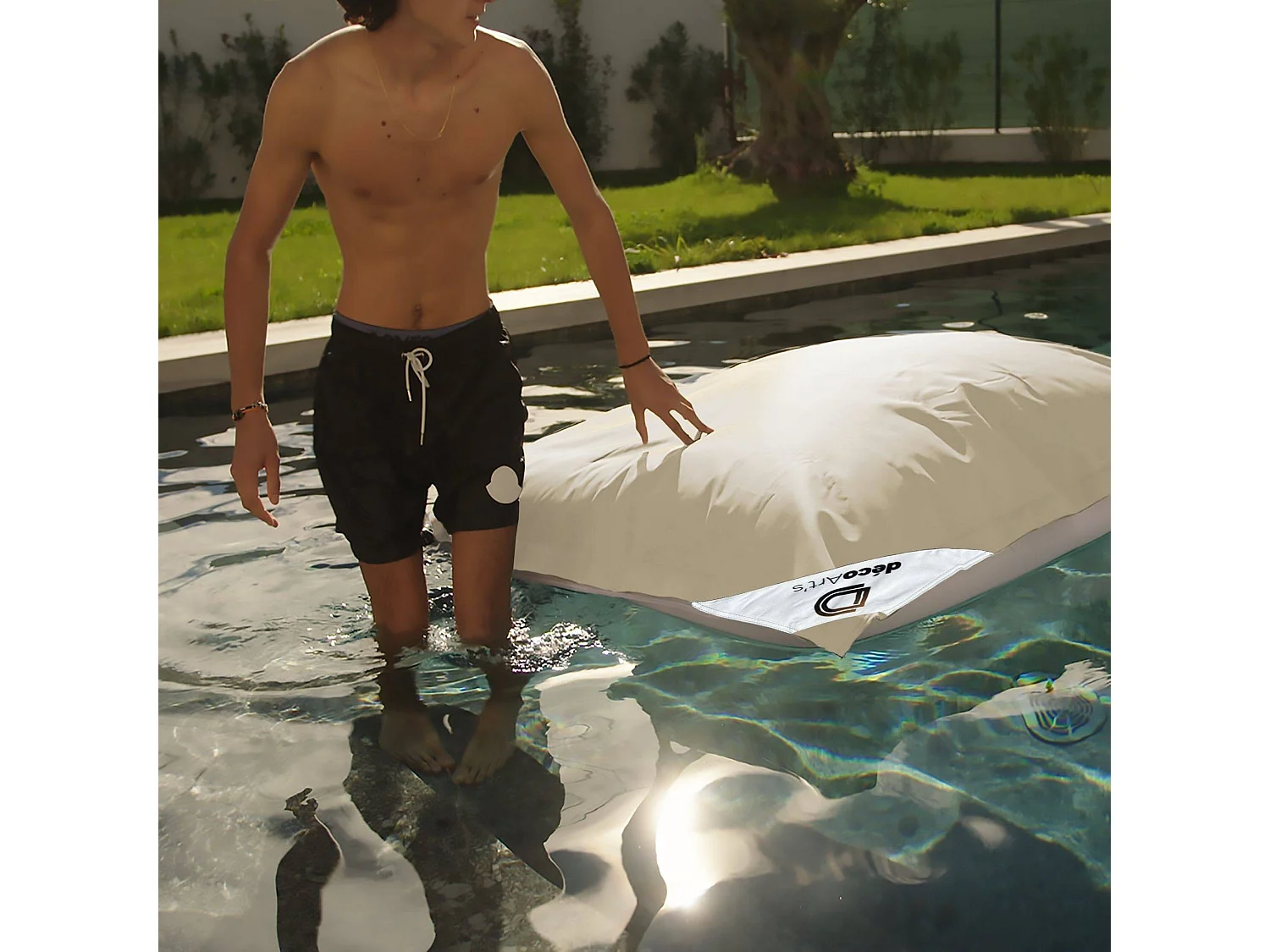 Housse pour Pouf Géant XXL 180x140cm Flottant pour Piscine - Beige