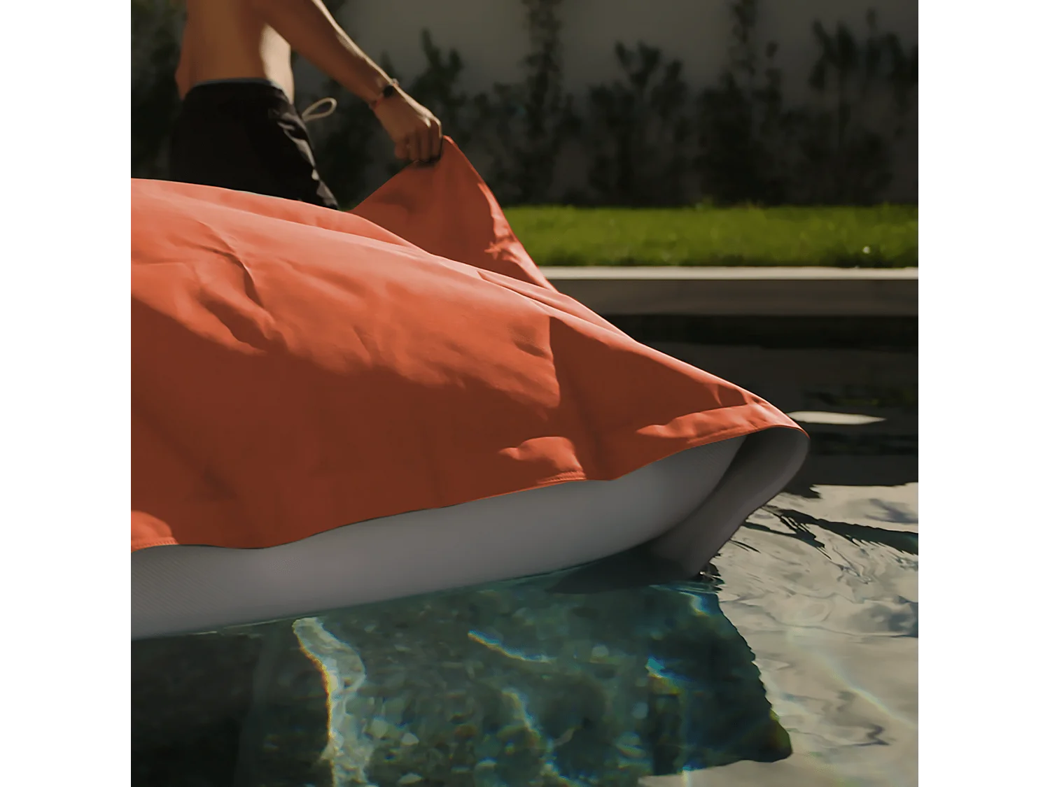 Pouf Géant XXL Déhoussable, Flottant pour Piscine,  Terracotta