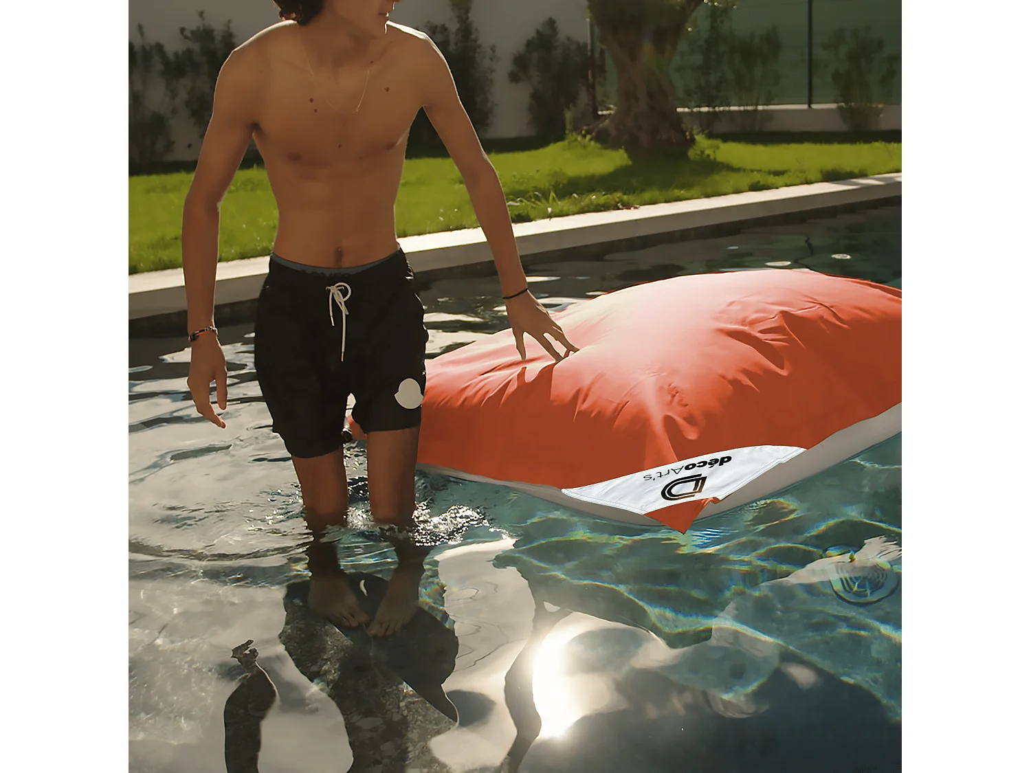 Pouf Géant XXL Déhoussable, Flottant pour Piscine,  Terracotta