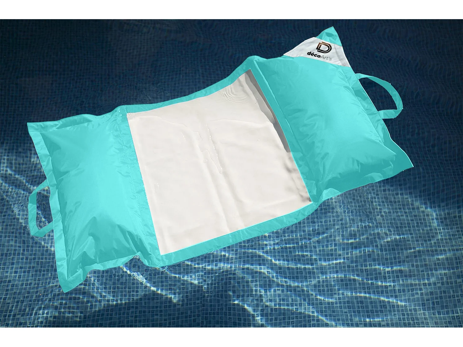 Pouf piscine en Polyester 170x90 cm Bleu caraïbes