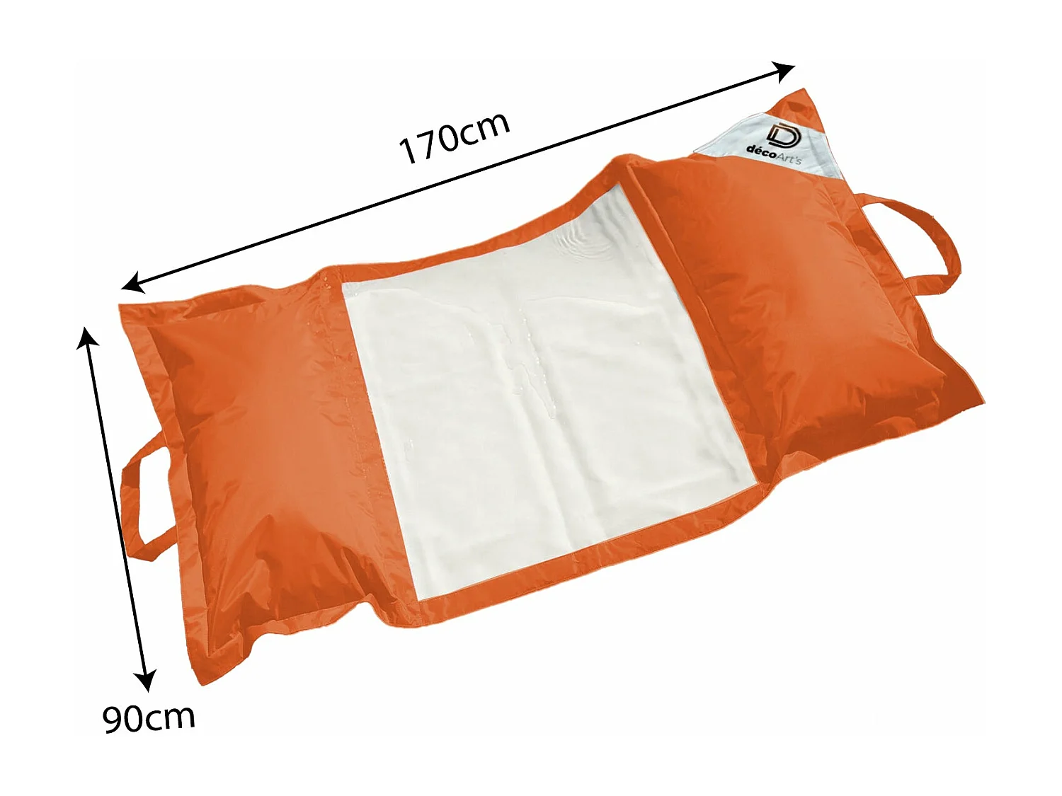 Pouf piscine en Polyester 170x90 cm Orange